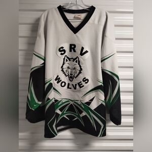 VINTAGE MADE IN CANADA PROJOY SRV WOLVES HOCKEY JERSEY IN SIZE L PATCH .